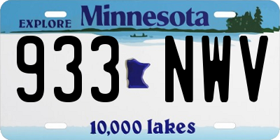 MN license plate 933NWV