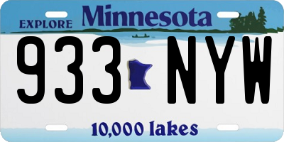 MN license plate 933NYW
