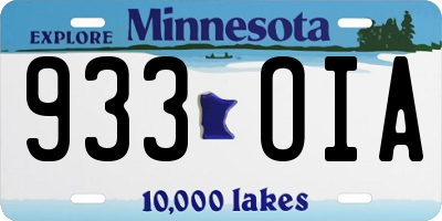 MN license plate 933OIA