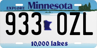 MN license plate 933OZL