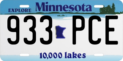 MN license plate 933PCE