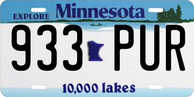 MN license plate 933PUR