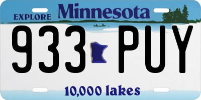 MN license plate 933PUY