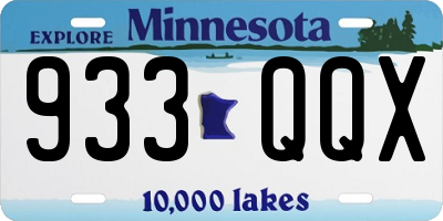 MN license plate 933QQX