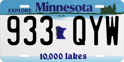 MN license plate 933QYW