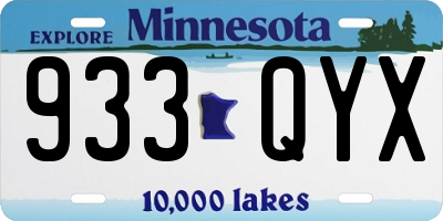 MN license plate 933QYX