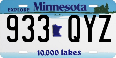 MN license plate 933QYZ