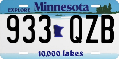 MN license plate 933QZB