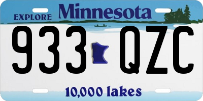 MN license plate 933QZC