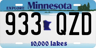 MN license plate 933QZD