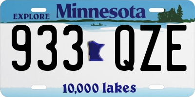 MN license plate 933QZE