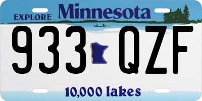 MN license plate 933QZF
