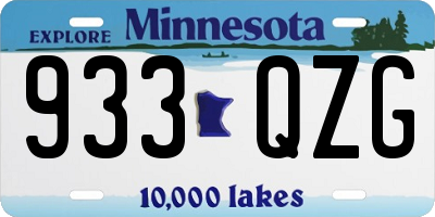 MN license plate 933QZG
