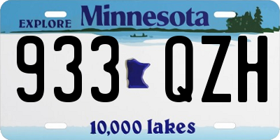 MN license plate 933QZH
