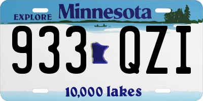MN license plate 933QZI