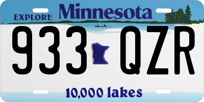 MN license plate 933QZR