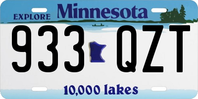 MN license plate 933QZT