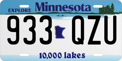 MN license plate 933QZU