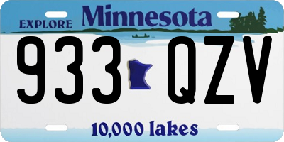 MN license plate 933QZV