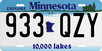 MN license plate 933QZY