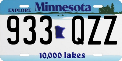 MN license plate 933QZZ