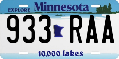 MN license plate 933RAA