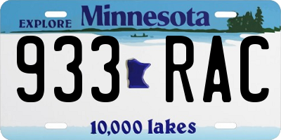 MN license plate 933RAC