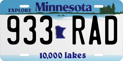 MN license plate 933RAD