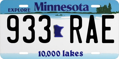 MN license plate 933RAE