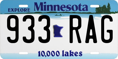 MN license plate 933RAG