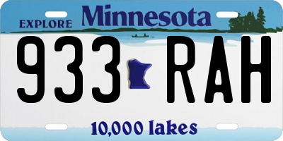 MN license plate 933RAH