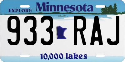 MN license plate 933RAJ