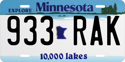 MN license plate 933RAK