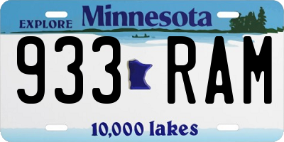 MN license plate 933RAM