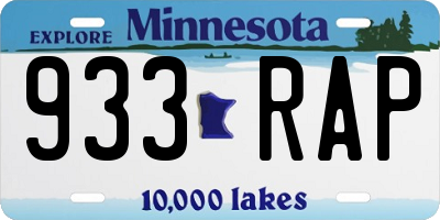 MN license plate 933RAP