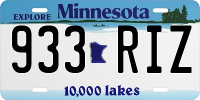 MN license plate 933RIZ