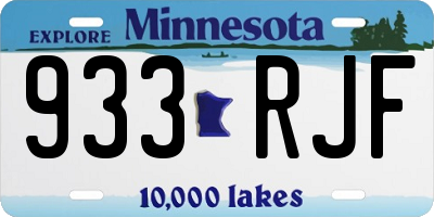 MN license plate 933RJF