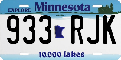 MN license plate 933RJK