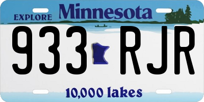MN license plate 933RJR