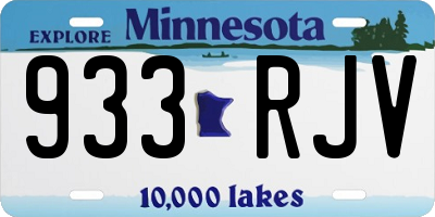 MN license plate 933RJV