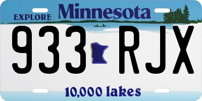 MN license plate 933RJX