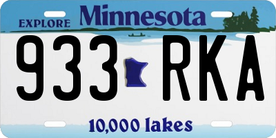 MN license plate 933RKA