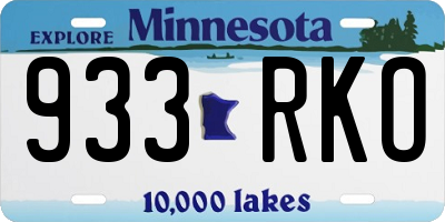 MN license plate 933RKO