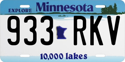 MN license plate 933RKV