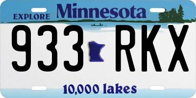 MN license plate 933RKX