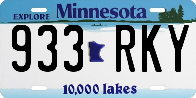 MN license plate 933RKY
