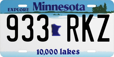 MN license plate 933RKZ