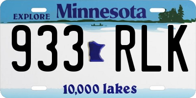 MN license plate 933RLK