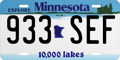 MN license plate 933SEF