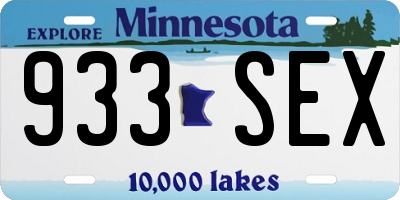 MN license plate 933SEX